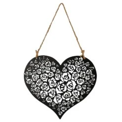 Eisen-Herz, Schwarz-matt, 30 X 27 Cm + 23,5 Cm Hänger