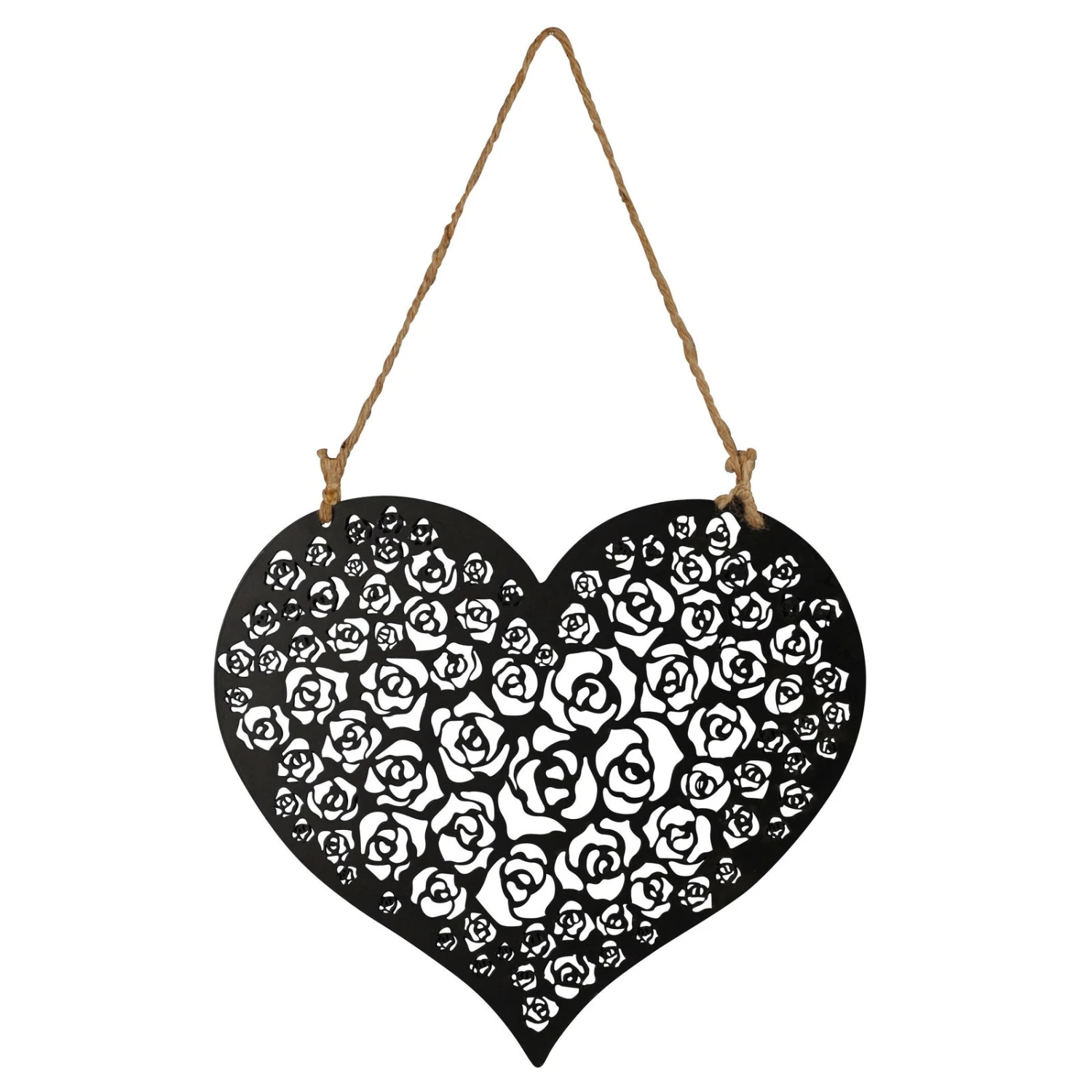 Eisen-Herz, Schwarz-matt, 30 X 27 Cm + 23,5 Cm Hänger 3 Eisen-Herz, Schwarz-matt, 30 X 27 Cm + 23,5 Cm Hänger